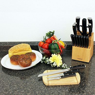 BergHOFF 18-Piece Essentials Stainless Steel Cutlery Set with Wooden Block