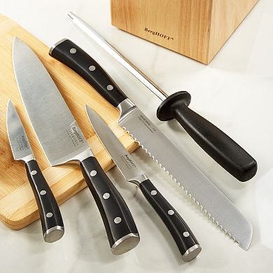 BergHOFF 18-Piece Essentials Stainless Steel Cutlery Set with Wooden Block