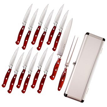 BergHOFF Pakka Wood 15 pc Stainless Steel Steak & Carving Knife Set
