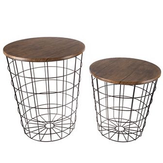 Lavish Home Nesting Tables with Storage - Set of 2