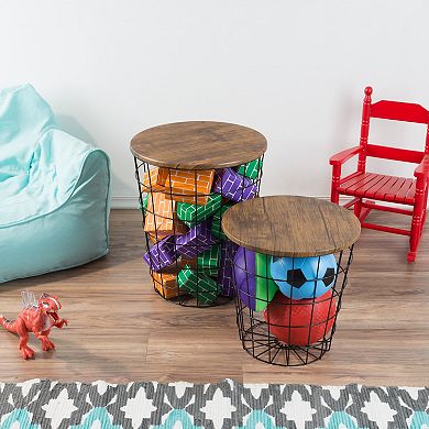 Lavish Home Nesting Tables with Storage - Set of 2