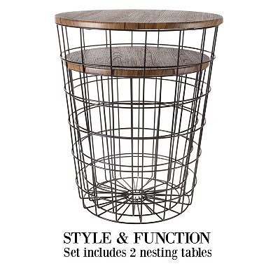 Lavish Home Nesting Tables with Storage - Set of 2
