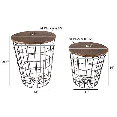 Lavish Home Nesting Tables with Storage - Set of 2