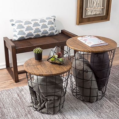 Lavish Home Nesting Tables with Storage - Set of 2