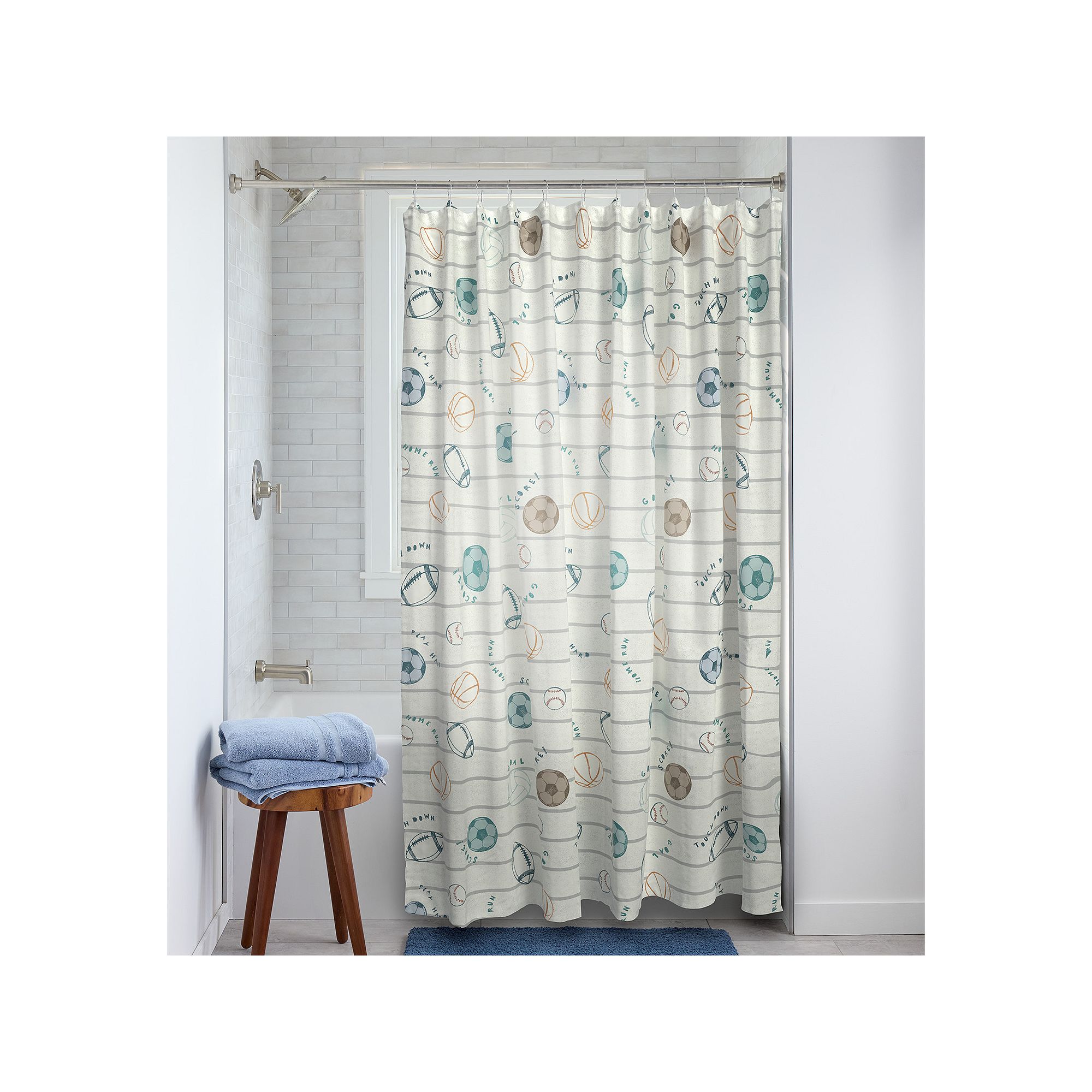The Big One Kids™ Sports Shower Curtain, Size: 70X72, Sports Stripe 