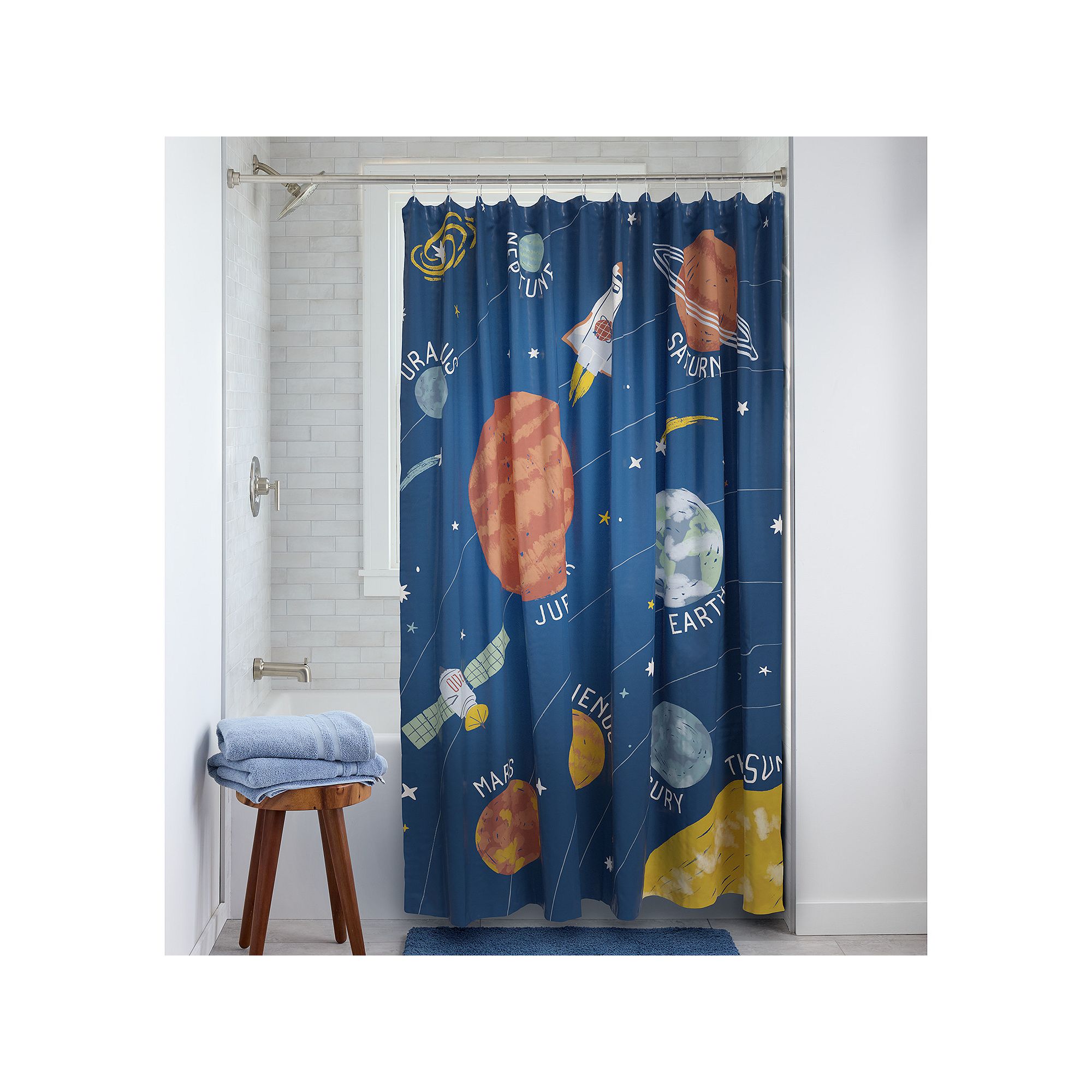 The Big One Kids™ Space Shower Curtain, Size: 70X72, Blue Outer Spac
