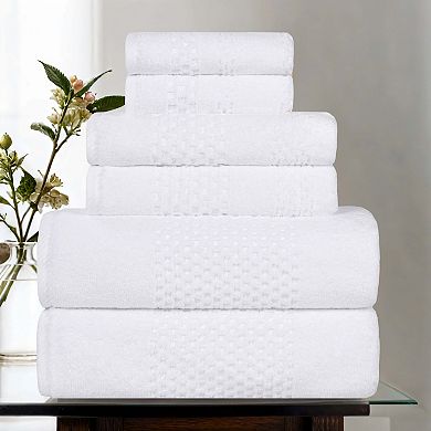 SUPERIOR 6 pc Playa Zero Twist Solid Waffle Textured Towel Set