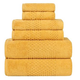 SUPERIOR 6 pc Playa Zero Twist Solid Waffle Textured Towel Set