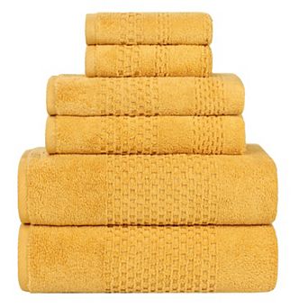 SUPERIOR 6 pc Playa Zero Twist Solid Waffle Textured Towel Set