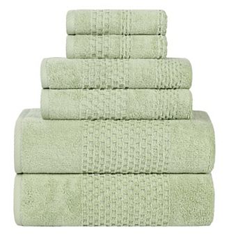 SUPERIOR 6 pc Playa Zero Twist Solid Waffle Textured Towel Set