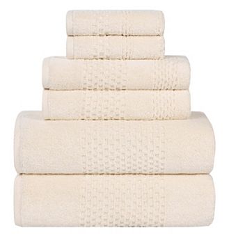 SUPERIOR 6 pc Playa Zero Twist Solid Waffle Textured Towel Set