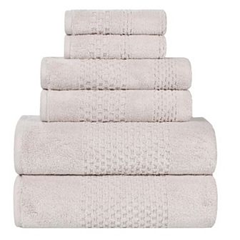 SUPERIOR 6 pc Playa Zero Twist Solid Waffle Textured Towel Set