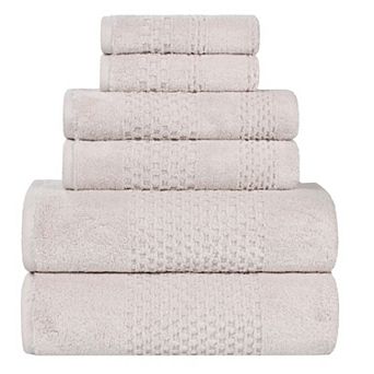 SUPERIOR 6 pc Playa Zero Twist Solid Waffle Textured Towel Set