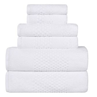 SUPERIOR 6 pc Playa Zero Twist Solid Waffle Textured Towel Set