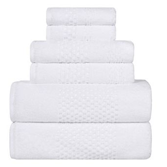 SUPERIOR 6 pc Playa Zero Twist Solid Waffle Textured Towel Set