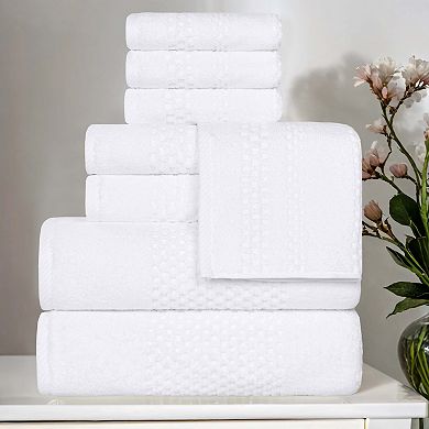 SUPERIOR 8 pc Playa Zero Twist Solid Waffle Textured Towel Set