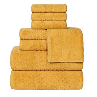 SUPERIOR 8 pc Playa Zero Twist Solid Waffle Textured Towel Set