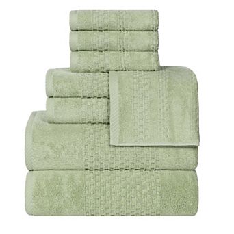 SUPERIOR 8 pc Playa Zero Twist Solid Waffle Textured Towel Set