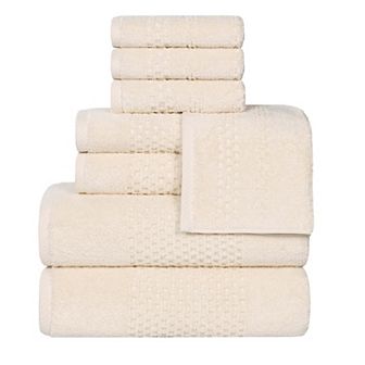 SUPERIOR 8 pc Playa Zero Twist Solid Waffle Textured Towel Set