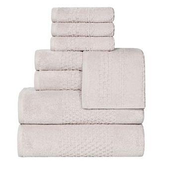 SUPERIOR 8 pc Playa Zero Twist Solid Waffle Textured Towel Set