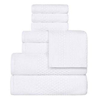 SUPERIOR 8 pc Playa Zero Twist Solid Waffle Textured Towel Set