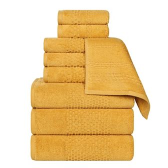 SUPERIOR 9 pc Playa Zero Twist Solid Waffle Textured Towel Set