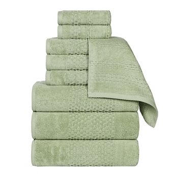 SUPERIOR 9 pc Playa Zero Twist Solid Waffle Textured Towel Set