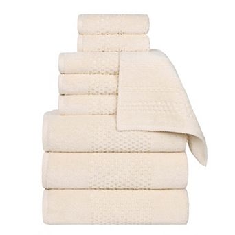 SUPERIOR 9 pc Playa Zero Twist Solid Waffle Textured Towel Set