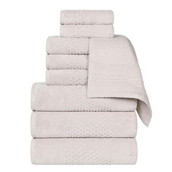 SUPERIOR 9 pc Playa Zero Twist Solid Waffle Textured Towel Set