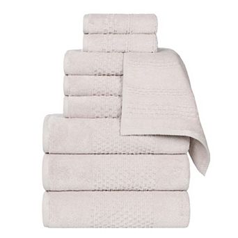 SUPERIOR 9 pc Playa Zero Twist Solid Waffle Textured Towel Set