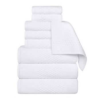 SUPERIOR 9 pc Playa Zero Twist Solid Waffle Textured Towel Set