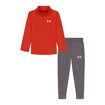 Boys 4-7 Under Armour 2 pc Long Sleeve 1/4 Zip Rye Bread & Jogger Pants Set
