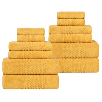 SUPERIOR 12 pc Playa Zero Twist Solid Waffle Textured Towel Set