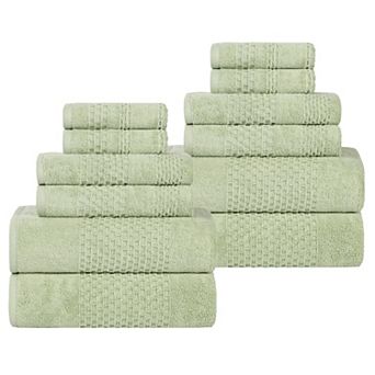 SUPERIOR 12 pc Playa Zero Twist Solid Waffle Textured Towel Set