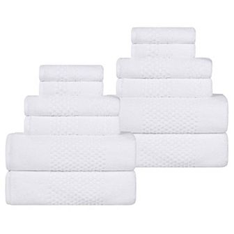 SUPERIOR 12 pc Playa Zero Twist Solid Waffle Textured Towel Set