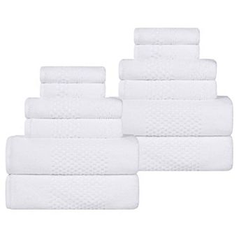SUPERIOR 12 pc Playa Zero Twist Solid Waffle Textured Towel Set