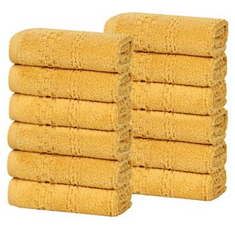 SUPERIOR Zero Twist Playa Collection 12 pc Cotton Solid Waffle Textured Face Towel Set