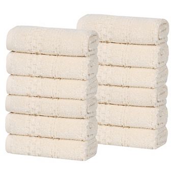 SUPERIOR Zero Twist Playa Collection 12 pc Cotton Solid Waffle Textured Face Towel Set