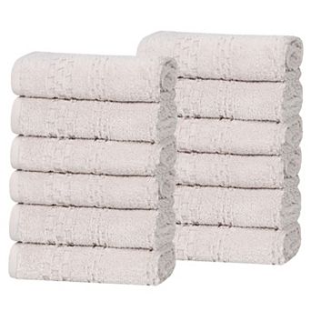 SUPERIOR Zero Twist Playa Collection 12 pc Cotton Solid Waffle Textured Face Towel Set
