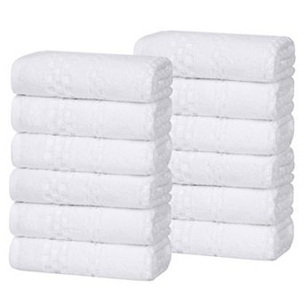 SUPERIOR Zero Twist Playa Collection 12 pc Cotton Solid Waffle Textured Face Towel Set