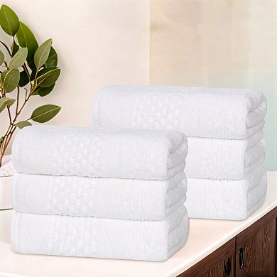 SUPERIOR Zero Twist Playa Collection 6-Piece Cotton Solid Waffle Textured Hand Towel Set