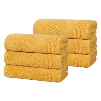 SUPERIOR Zero Twist Playa Collection 6 pc Cotton Solid Waffle Textured Hand Towel Set