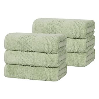 SUPERIOR Zero Twist Playa Collection 6 pc Cotton Solid Waffle Textured Hand Towel Set
