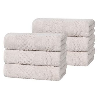 SUPERIOR Zero Twist Playa Collection 6 pc Cotton Solid Waffle Textured Hand Towel Set