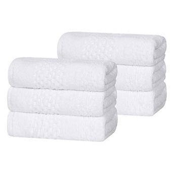 SUPERIOR Zero Twist Playa Collection 6 pc Cotton Solid Waffle Textured Hand Towel Set