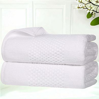 SUPERIOR Zero Twist Playa Collection 2-Piece Cotton Solid Waffle Textured Bath Towel Set