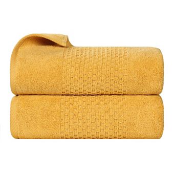 SUPERIOR Zero Twist Playa Collection 2 pc Cotton Solid Waffle Textured Bath Towel Set