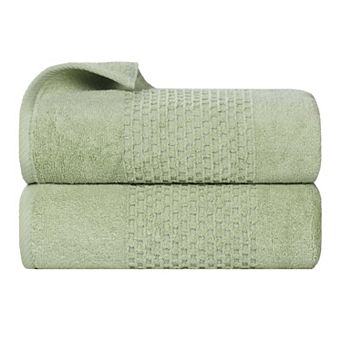 SUPERIOR Zero Twist Playa Collection 2 pc Cotton Solid Waffle Textured Bath Towel Set