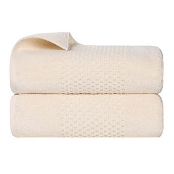 SUPERIOR Zero Twist Playa Collection 2 pc Cotton Solid Waffle Textured Bath Towel Set