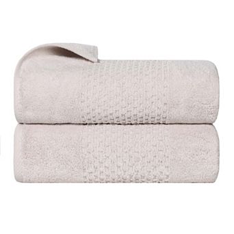 SUPERIOR Zero Twist Playa Collection 2 pc Cotton Solid Waffle Textured Bath Towel Set